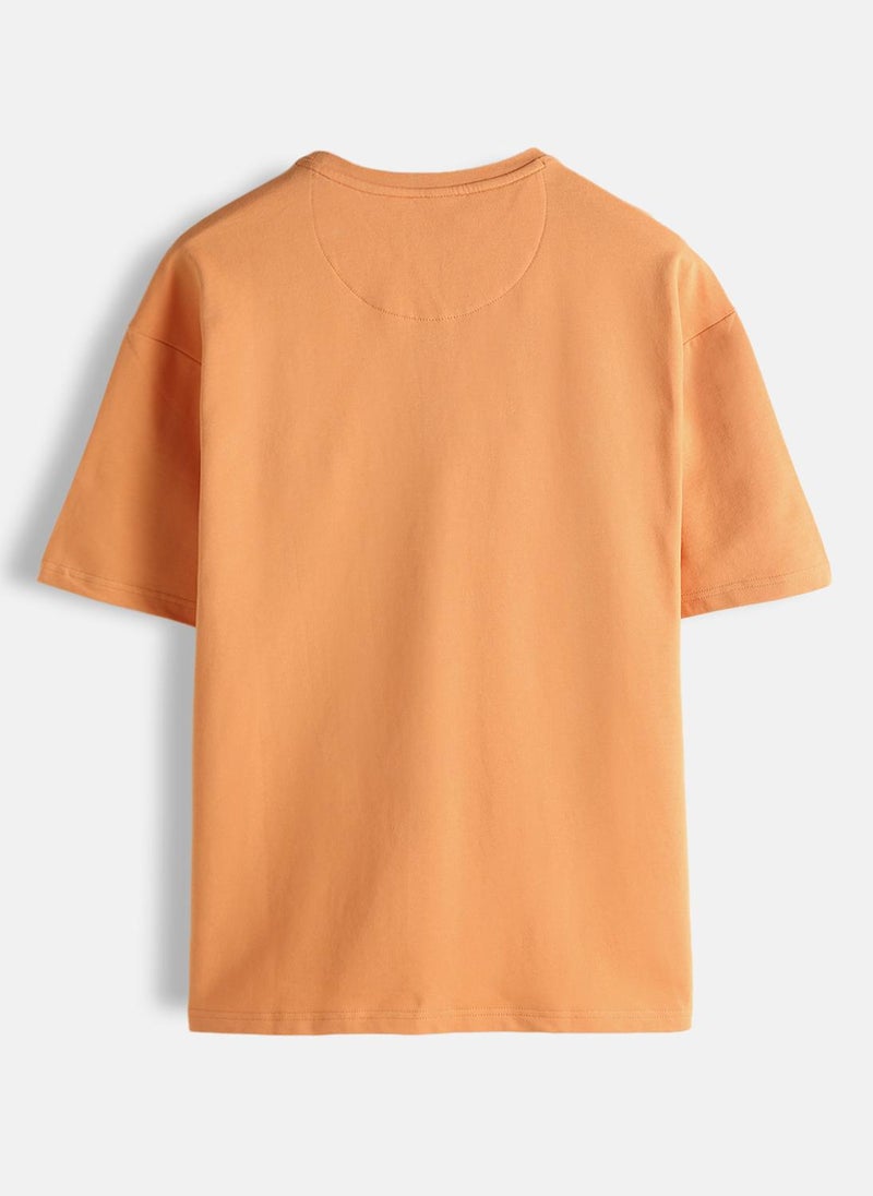 Wrogn Puff Print Oversized Fit T-Shirt |  Orange - Image 2